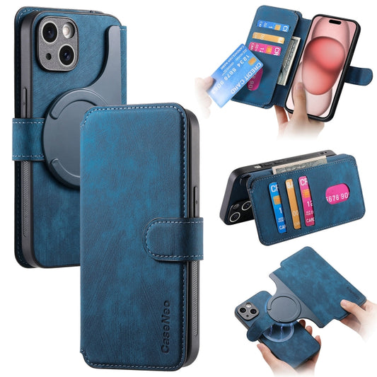 For iPhone 15 CaseNeo MagSafe RFID Anti-theft Retro Leather Phone Case(Blue) - iPhone 15 Cases by CaseNeo | Online Shopping UK | buy2fix