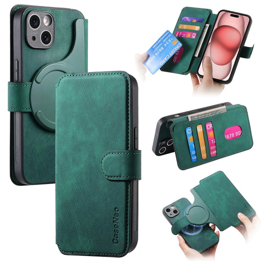 For iPhone 15 CaseNeo MagSafe RFID Anti-theft Retro Leather Phone Case(Green) - iPhone 15 Cases by CaseNeo | Online Shopping UK | buy2fix