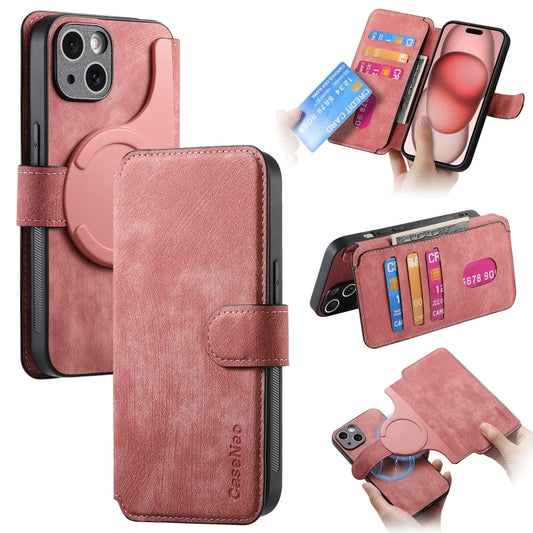 For iPhone 15 CaseNeo MagSafe RFID Anti-theft Retro Leather Phone Case(Pink) - iPhone 15 Cases by CaseNeo | Online Shopping UK | buy2fix