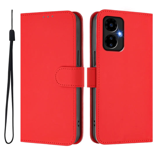 For Boost MobIle Celero 5G 2024 / 3 5G Skin Feel Solid Color Leather Phone Case with Lanyard(Red) by buy2fix