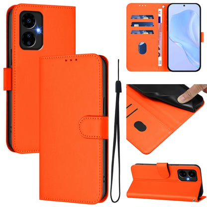 For Boost MobIle Celero 5G 2024 / 3 5G Skin Feel Solid Color Leather Phone Case with Lanyard(Orange) - More Brand by buy2fix | Online Shopping UK | buy2fix