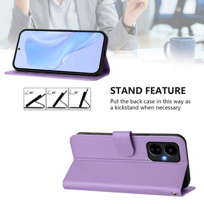 For Boost MobIle Celero 5G 2024 / 3 5G Skin Feel Solid Color Leather Phone Case with Lanyard(Lavender Purple) - More Brand by buy2fix | Online Shopping UK | buy2fix