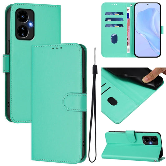 For Boost MobIle Celero 5G 2024 / 3 5G Skin Feel Solid Color Leather Phone Case with Lanyard(Green) - More Brand by buy2fix | Online Shopping UK | buy2fix