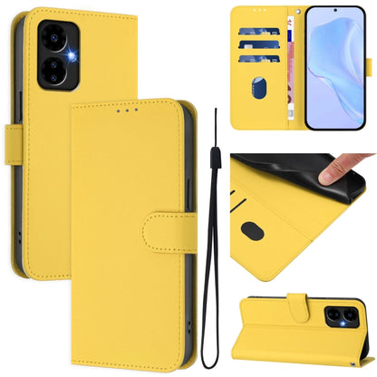 For Boost MobIle Celero 5G 2024 / 3 5G Skin Feel Solid Color Leather Phone Case with Lanyard(Lemon Yellow) - More Brand by buy2fix | Online Shopping UK | buy2fix