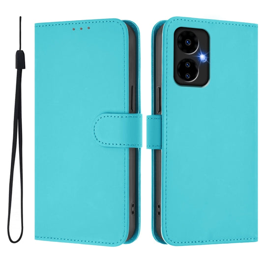 For Boost MobIle Celero 5G 2024 / 3 5G Skin Feel Solid Color Leather Phone Case with Lanyard(Lake Blue) by buy2fix
