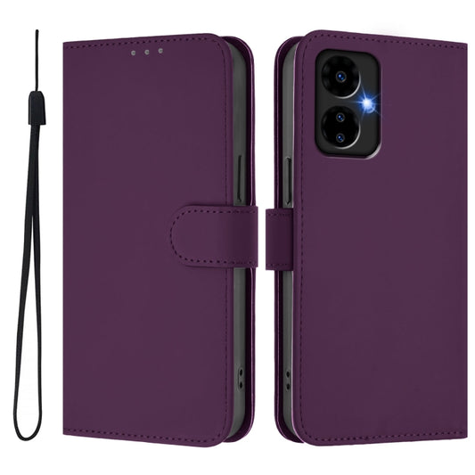 For Boost MobIle Celero 5G 2024 / 3 5G Skin Feel Solid Color Leather Phone Case with Lanyard(Violet) by buy2fix
