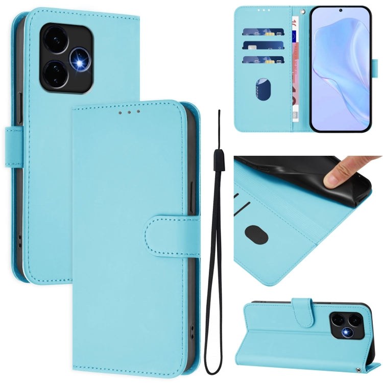 For Boost MobIle Celero 5G+ 2024 / 3+ 5G Skin Feel Solid Color Leather Phone Case with Lanyard(Sky Blue) - More Brand by buy2fix | Online Shopping UK | buy2fix