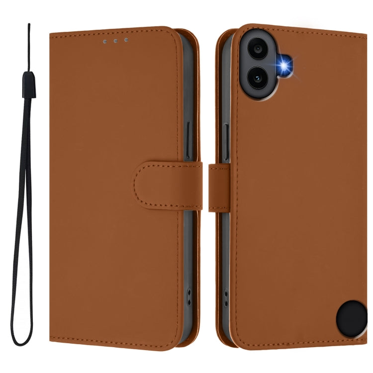 For Nothing CMF Phone 1 Skin Feel Solid Color Leather Phone Case with Lanyard(Brown) - Nothing Cases by buy2fix | Online Shopping UK | buy2fix