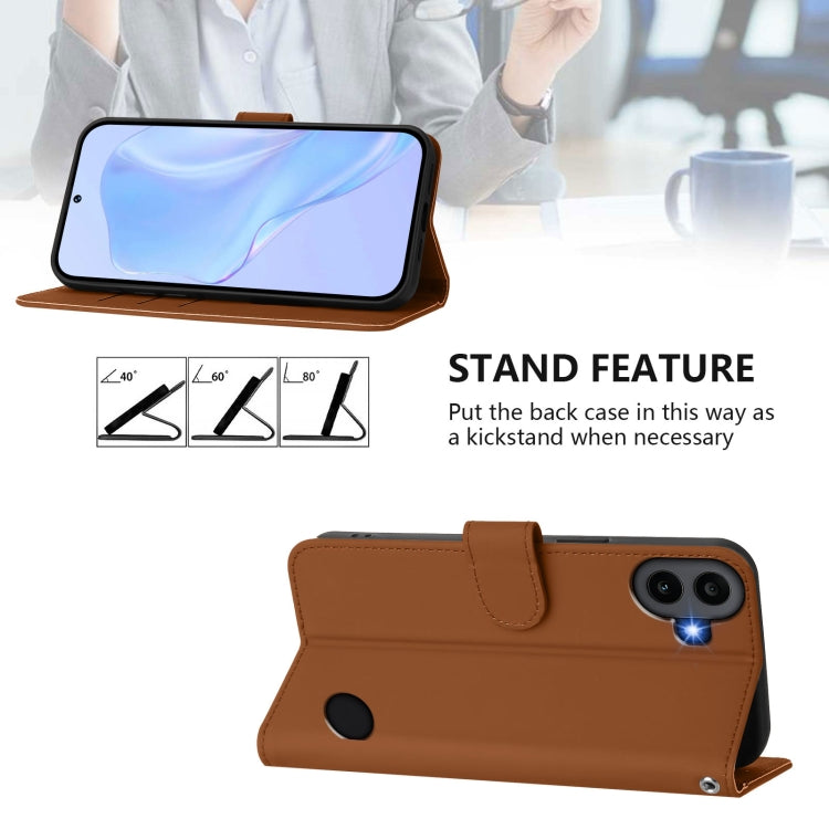 For Nothing CMF Phone 1 Skin Feel Solid Color Leather Phone Case with Lanyard(Brown) - Nothing Cases by buy2fix | Online Shopping UK | buy2fix