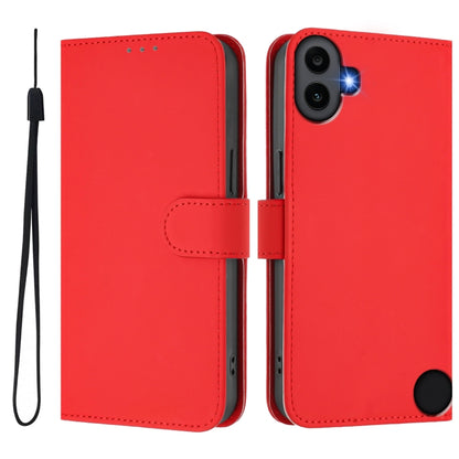 For Nothing CMF Phone 1 Skin Feel Solid Color Leather Phone Case with Lanyard(Red) - Nothing Cases by buy2fix | Online Shopping UK | buy2fix