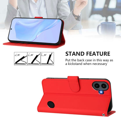 For Nothing CMF Phone 1 Skin Feel Solid Color Leather Phone Case with Lanyard(Red) - Nothing Cases by buy2fix | Online Shopping UK | buy2fix