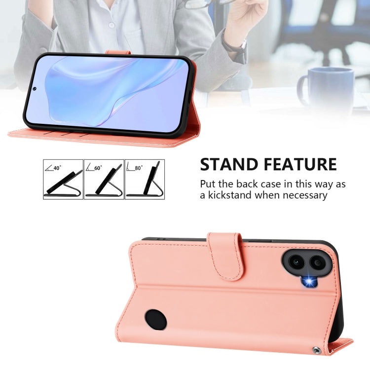For Nothing CMF Phone 1 Skin Feel Solid Color Leather Phone Case with Lanyard(Pink) - Nothing Cases by buy2fix | Online Shopping UK | buy2fix