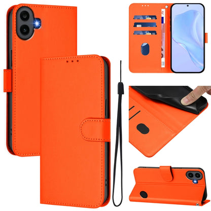 For Nothing CMF Phone 1 Skin Feel Solid Color Leather Phone Case with Lanyard(Orange) - Nothing Cases by buy2fix | Online Shopping UK | buy2fix
