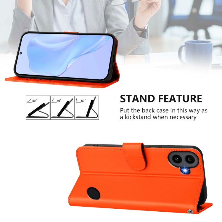For Nothing CMF Phone 1 Skin Feel Solid Color Leather Phone Case with Lanyard(Orange) - Nothing Cases by buy2fix | Online Shopping UK | buy2fix