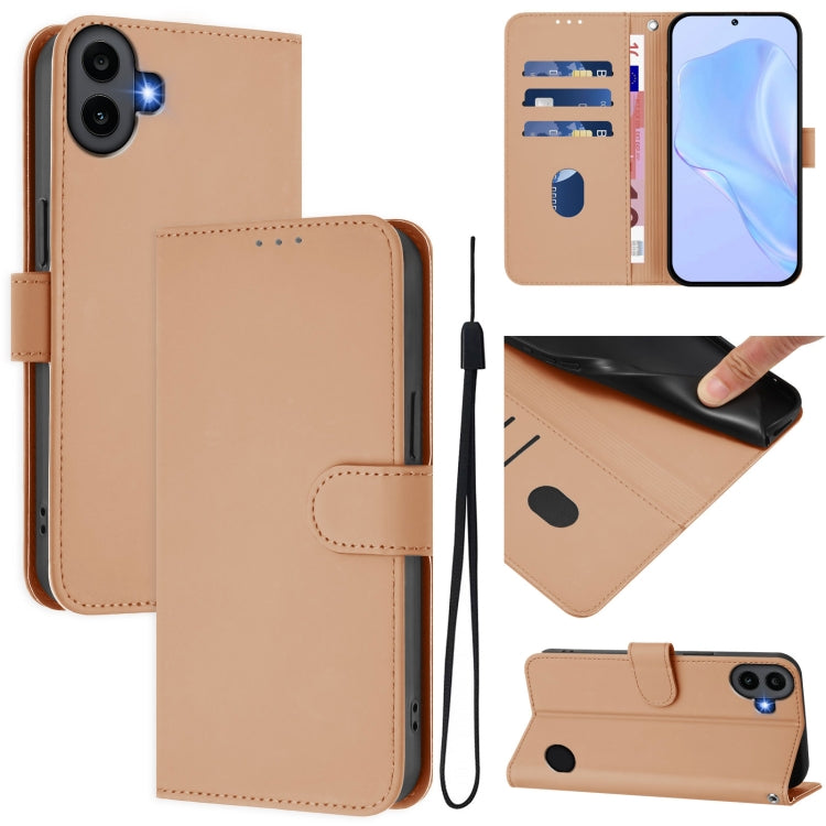For Nothing CMF Phone 1 Skin Feel Solid Color Leather Phone Case with Lanyard(Nude) - Nothing Cases by buy2fix | Online Shopping UK | buy2fix