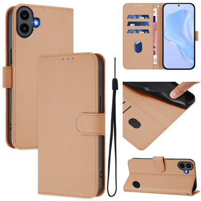 For Nothing CMF Phone 1 Skin Feel Solid Color Leather Phone Case with Lanyard(Nude) - Nothing Cases by buy2fix | Online Shopping UK | buy2fix