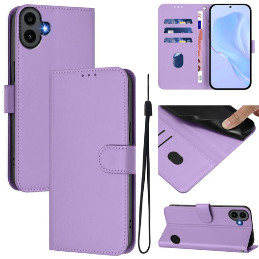 For Nothing CMF Phone 1 Skin Feel Solid Color Leather Phone Case with Lanyard(Lavender Purple) - Nothing Cases by buy2fix | Online Shopping UK | buy2fix