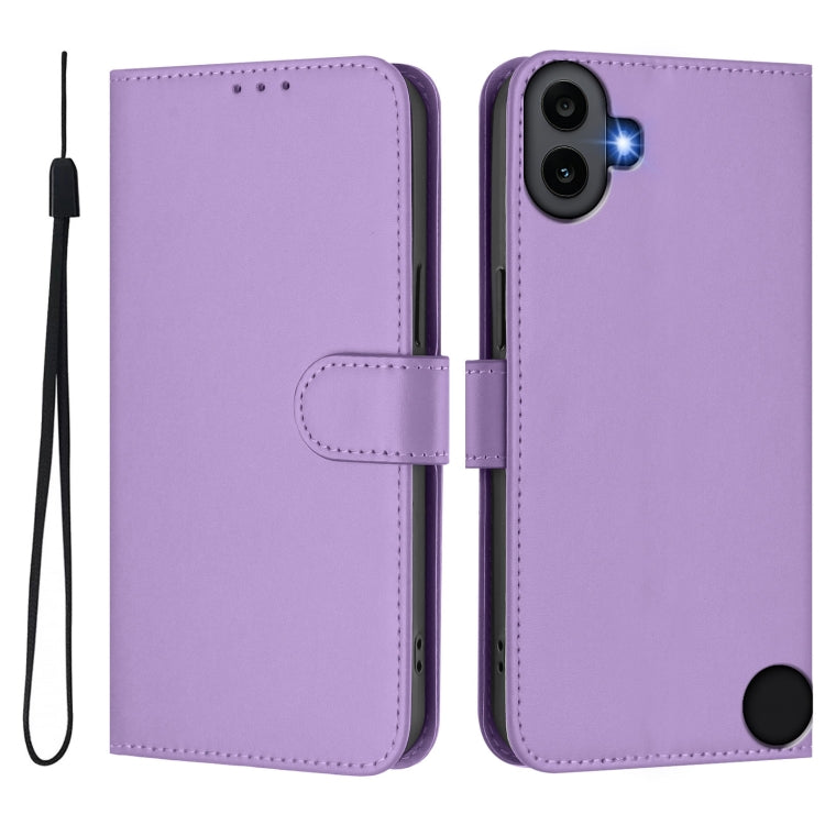 For Nothing CMF Phone 1 Skin Feel Solid Color Leather Phone Case with Lanyard(Lavender Purple) - Nothing Cases by buy2fix | Online Shopping UK | buy2fix