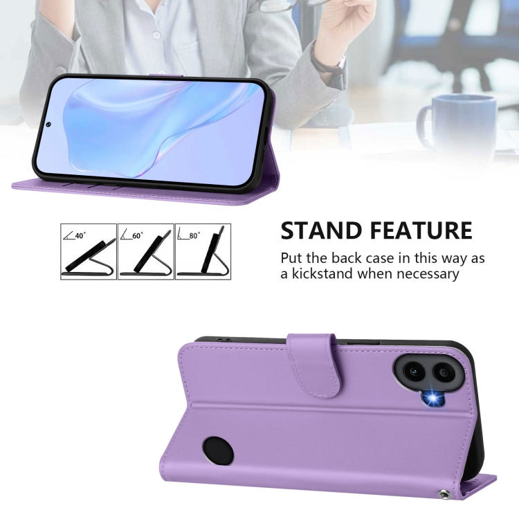 For Nothing CMF Phone 1 Skin Feel Solid Color Leather Phone Case with Lanyard(Lavender Purple) - Nothing Cases by buy2fix | Online Shopping UK | buy2fix