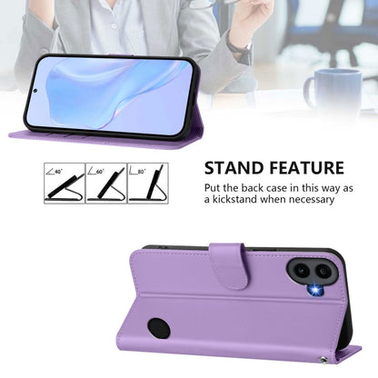 For Nothing CMF Phone 1 Skin Feel Solid Color Leather Phone Case with Lanyard(Lavender Purple) - Nothing Cases by buy2fix | Online Shopping UK | buy2fix