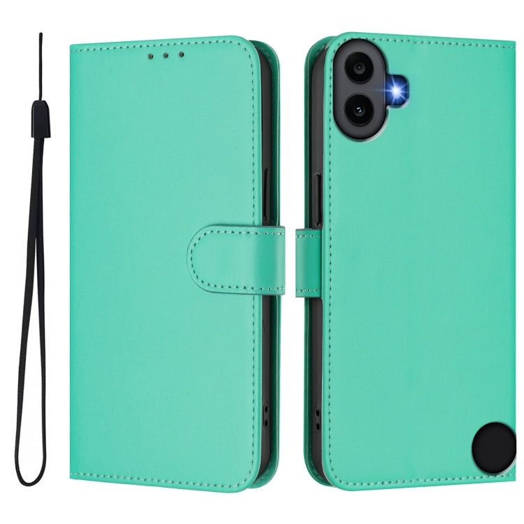 For Nothing CMF Phone 1 Skin Feel Solid Color Leather Phone Case with Lanyard(Green) - More Brand by buy2fix | Online Shopping UK | buy2fix