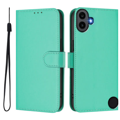 For Nothing CMF Phone 1 Skin Feel Solid Color Leather Phone Case with Lanyard(Green) - More Brand by buy2fix | Online Shopping UK | buy2fix