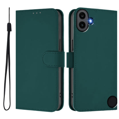 For Nothing CMF Phone 1 Skin Feel Solid Color Leather Phone Case with Lanyard(Dark Green) - Nothing Cases by buy2fix | Online Shopping UK | buy2fix