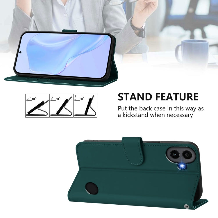 For Nothing CMF Phone 1 Skin Feel Solid Color Leather Phone Case with Lanyard(Dark Green) - Nothing Cases by buy2fix | Online Shopping UK | buy2fix