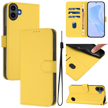 For Nothing CMF Phone 1 Skin Feel Solid Color Leather Phone Case with Lanyard(Lemon Yellow) - Nothing Cases by buy2fix | Online Shopping UK | buy2fix