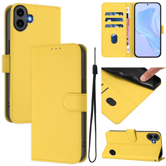 For Nothing CMF Phone 1 Skin Feel Solid Color Leather Phone Case with Lanyard(Lemon Yellow) - Nothing Cases by buy2fix | Online Shopping UK | buy2fix