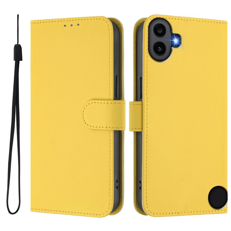 For Nothing CMF Phone 1 Skin Feel Solid Color Leather Phone Case with Lanyard(Lemon Yellow) - Nothing Cases by buy2fix | Online Shopping UK | buy2fix
