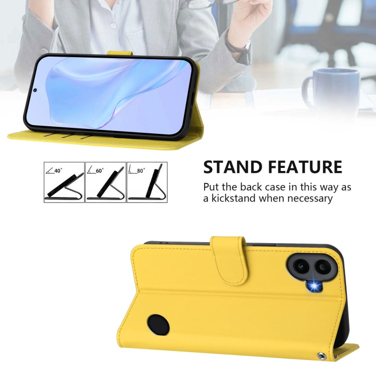 For Nothing CMF Phone 1 Skin Feel Solid Color Leather Phone Case with Lanyard(Lemon Yellow) - Nothing Cases by buy2fix | Online Shopping UK | buy2fix