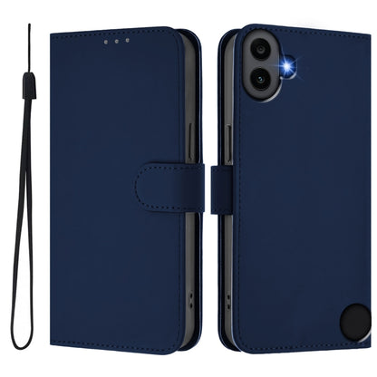 For Nothing CMF Phone 1 Skin Feel Solid Color Leather Phone Case with Lanyard(Navy Blue) - More Brand by buy2fix | Online Shopping UK | buy2fix