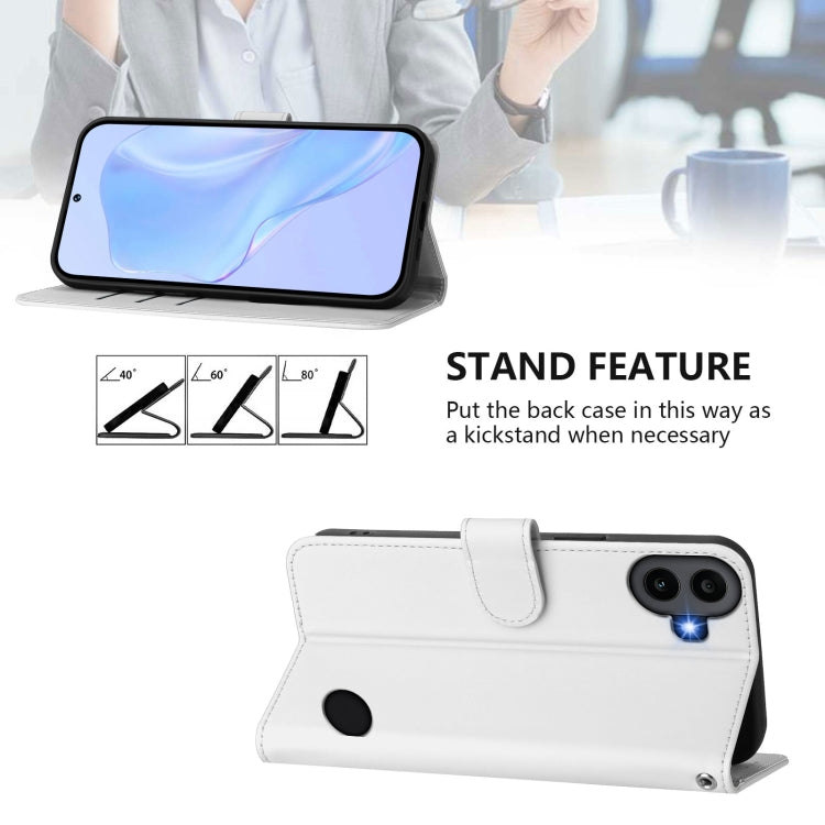For Nothing CMF Phone 1 Skin Feel Solid Color Leather Phone Case with Lanyard(White) - Nothing Cases by buy2fix | Online Shopping UK | buy2fix