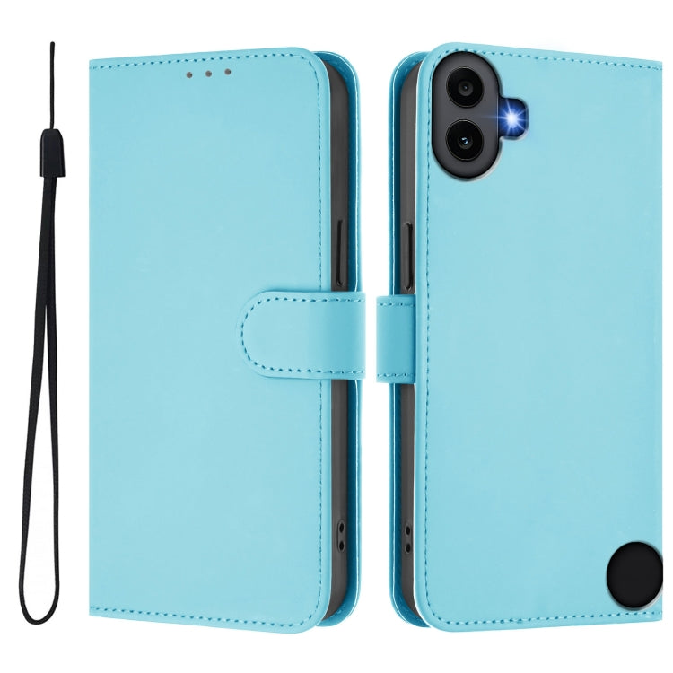 For Nothing CMF Phone 1 Skin Feel Solid Color Leather Phone Case with Lanyard(Sky Blue) - Nothing Cases by buy2fix | Online Shopping UK | buy2fix