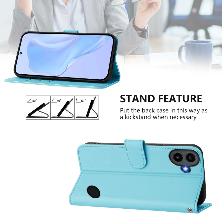 For Nothing CMF Phone 1 Skin Feel Solid Color Leather Phone Case with Lanyard(Sky Blue) - Nothing Cases by buy2fix | Online Shopping UK | buy2fix