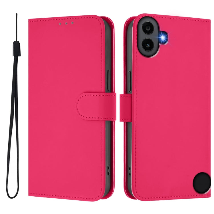 For Nothing CMF Phone 1 Skin Feel Solid Color Leather Phone Case with Lanyard(Rose Red) - Nothing Cases by buy2fix | Online Shopping UK | buy2fix