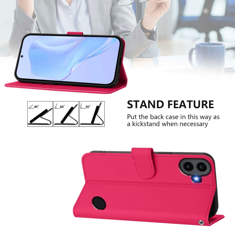 For Nothing CMF Phone 1 Skin Feel Solid Color Leather Phone Case with Lanyard(Rose Red) - Nothing Cases by buy2fix | Online Shopping UK | buy2fix