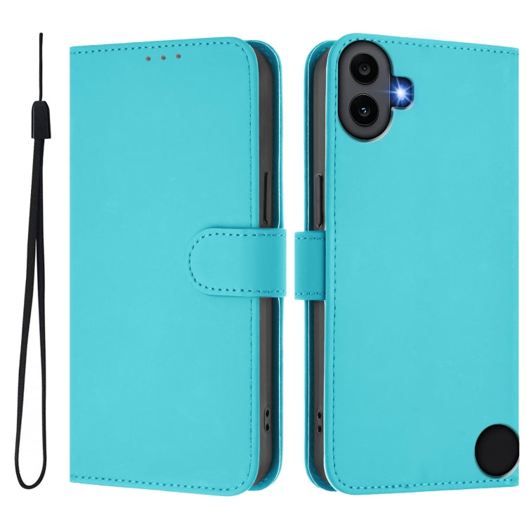 For Nothing CMF Phone 1 Skin Feel Solid Color Leather Phone Case with Lanyard(Lake Blue) - Nothing Cases by buy2fix | Online Shopping UK | buy2fix