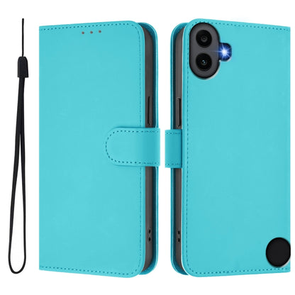 For Nothing CMF Phone 1 Skin Feel Solid Color Leather Phone Case with Lanyard(Lake Blue) - Nothing Cases by buy2fix | Online Shopping UK | buy2fix