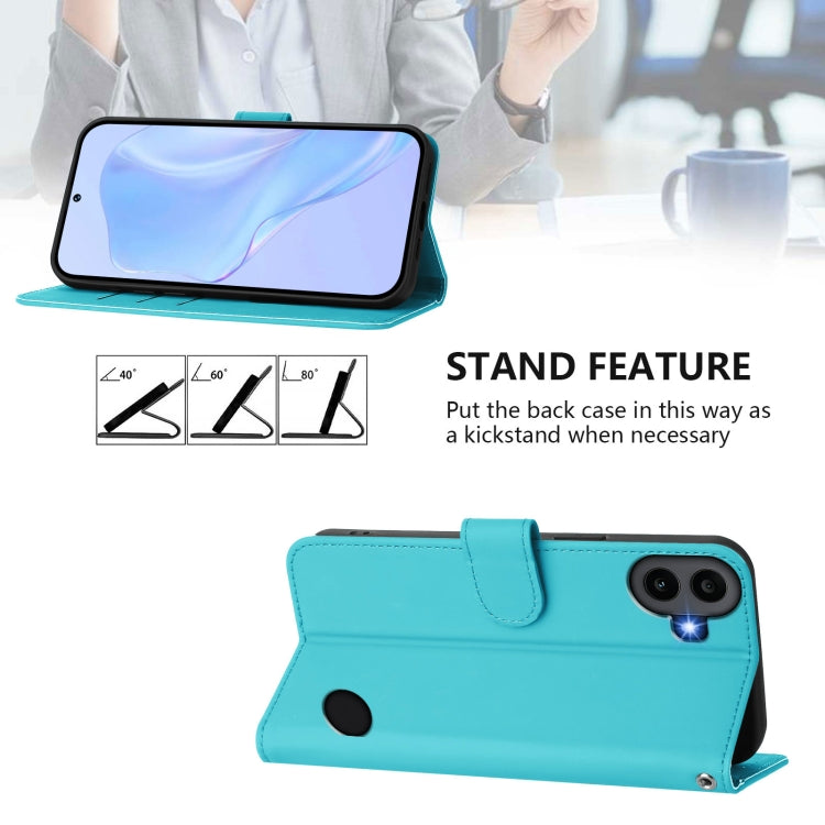 For Nothing CMF Phone 1 Skin Feel Solid Color Leather Phone Case with Lanyard(Lake Blue) - Nothing Cases by buy2fix | Online Shopping UK | buy2fix