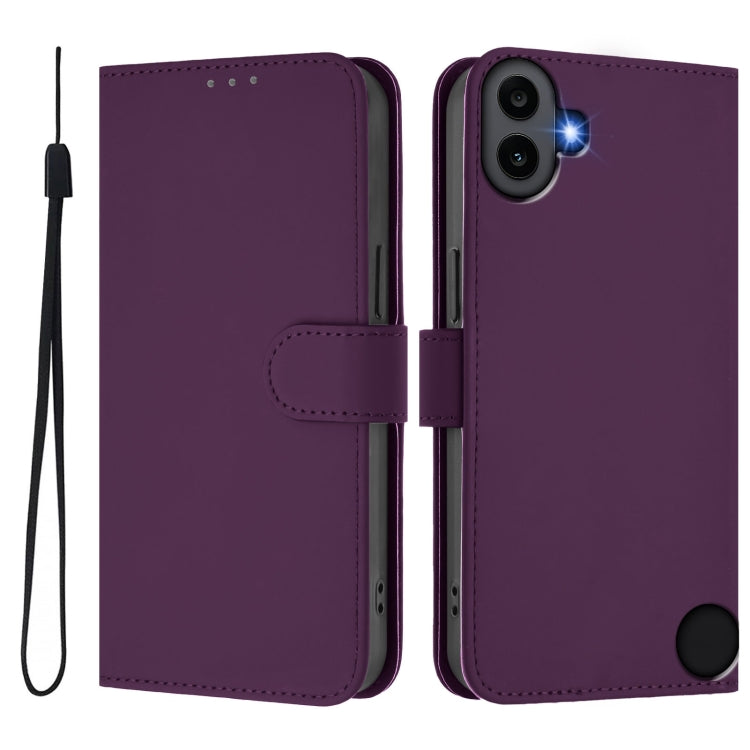 For Nothing CMF Phone 1 Skin Feel Solid Color Leather Phone Case with Lanyard(Violet) - More Brand by buy2fix | Online Shopping UK | buy2fix