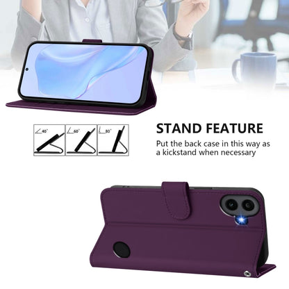 For Nothing CMF Phone 1 Skin Feel Solid Color Leather Phone Case with Lanyard(Violet) - More Brand by buy2fix | Online Shopping UK | buy2fix