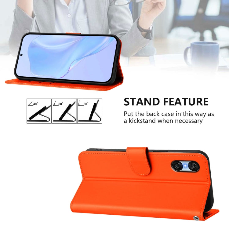 For Sony Xperia 10 VI 2024 Skin Feel Solid Color Leather Phone Case with Lanyard(Orange) - Sony Cases by buy2fix | Online Shopping UK | buy2fix