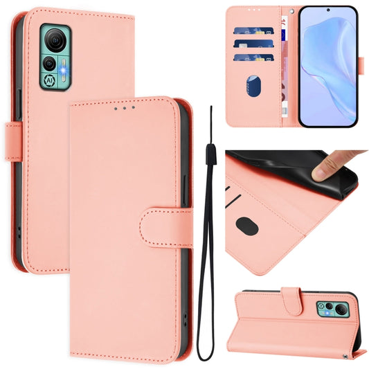 For Ulefone Note 14 Skin Feel Solid Color Leather Phone Case with Lanyard(Pink) by buy2fix