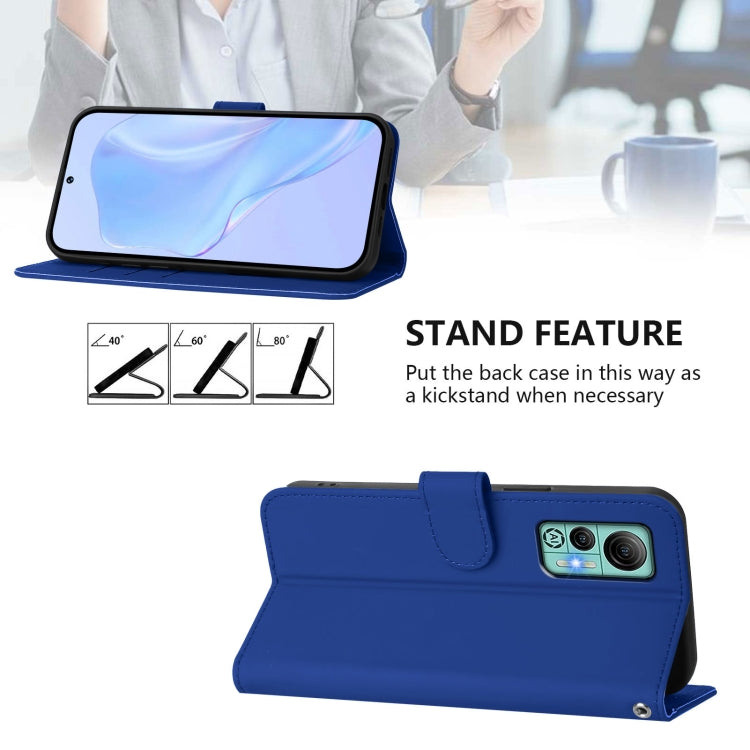 For Ulefone Note 14 Skin Feel Solid Color Leather Phone Case with Lanyard(Dark Blue) by buy2fix