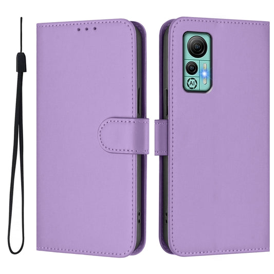 For Ulefone Note 14 Skin Feel Solid Color Leather Phone Case with Lanyard(Lavender Purple) by buy2fix