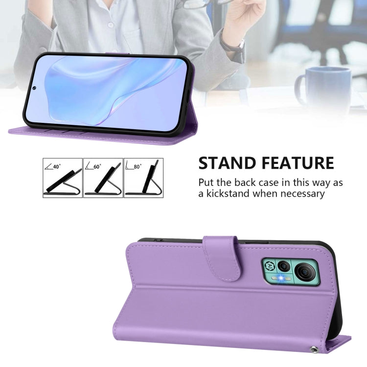 For Ulefone Note 14 Skin Feel Solid Color Leather Phone Case with Lanyard(Lavender Purple) by buy2fix