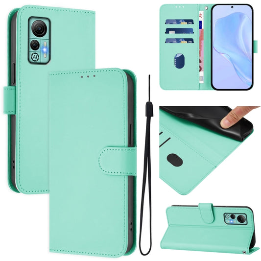 For Ulefone Note 14 Skin Feel Solid Color Leather Phone Case with Lanyard(Mint Green) by buy2fix