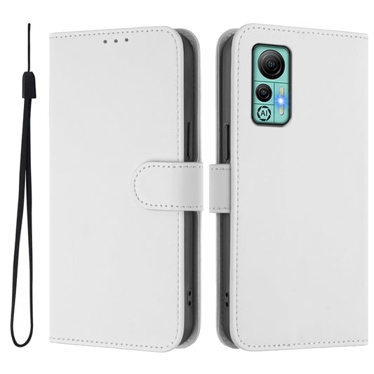 For Ulefone Note 14 Skin Feel Solid Color Leather Phone Case with Lanyard(White) by buy2fix
